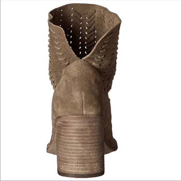 Whipstitched Slouchy Perforated Block Heel Booties - Picture 4 of 6